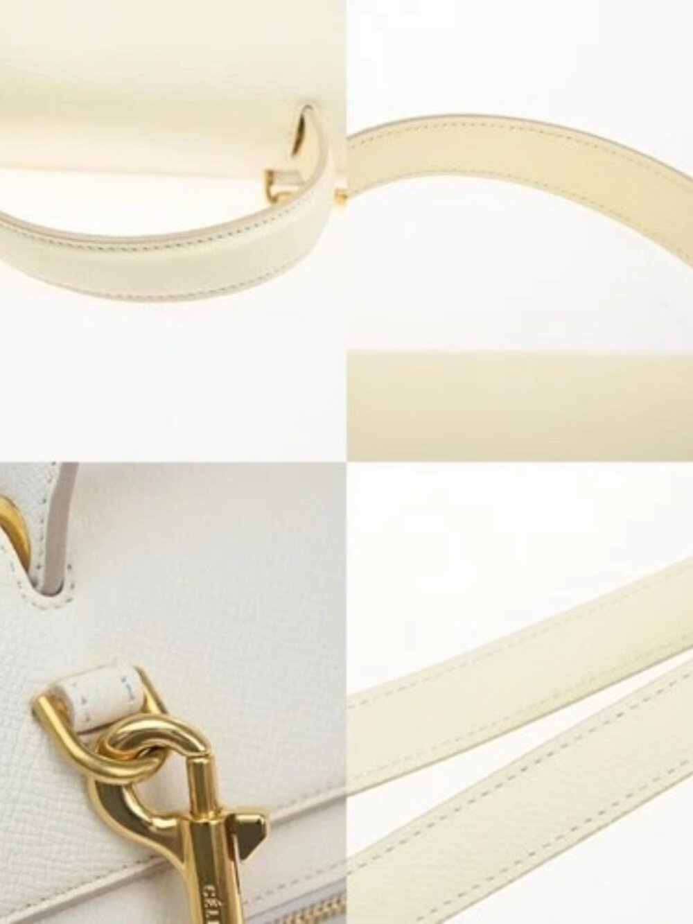 CELINE Logo Belt 2way Shoulder Hand Bag Leather White GHW Italy 29RL885 - Picture 9 of 16